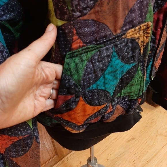 Quilted Patchwork Coat Handmade Jacket Festival Folk Art Artsy XL Cottagecore - Picture 3 of 5